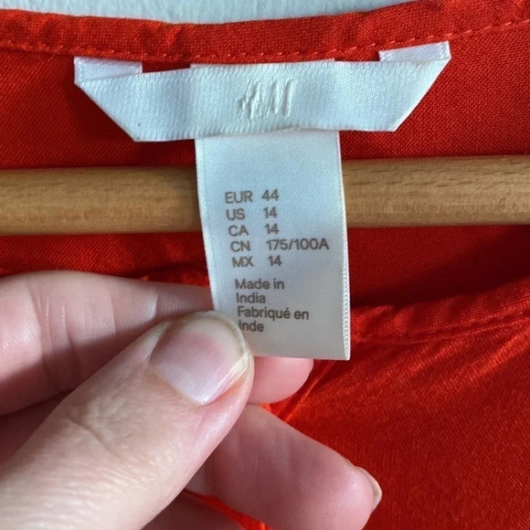 H&M lightweight bright red long sleeve Shirt Dress size 14 - Picture 7 of 8